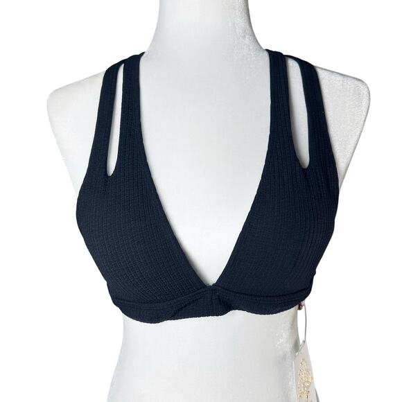 Becca by Rebecca Virtue Cross Back Bikini Top Black - Picture 1 of 10